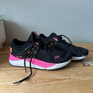 PUMA Pacer Future Splatter Neon Ac Slip On  Girls Black Sneakers size 5.5